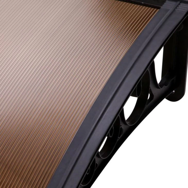 Polycarbonate Window Door Awning Canopy Brown With Black Bracket 40 Inch X 40 Inch
